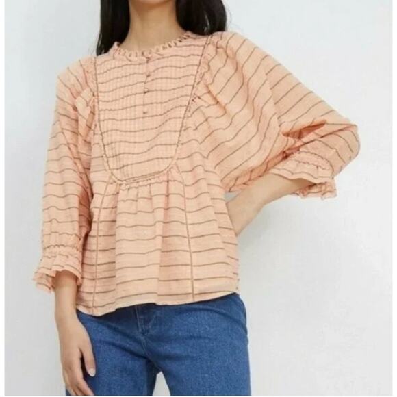 Apiece Apart Cala Bib Blouse Top Blouse Orange Womens Size 2 XS - Picture 16 of 16